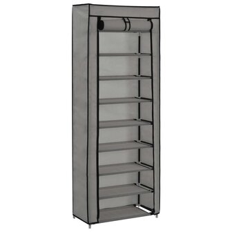 Schoenenkast met hoes 57x29x162 cm stof grijs 1