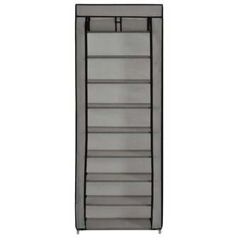 Schoenenkast met hoes 57x29x162 cm stof grijs 2