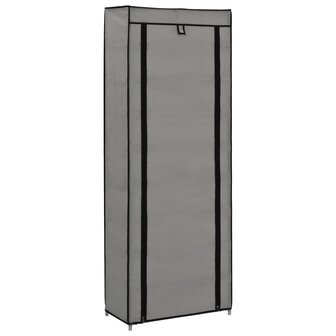 Schoenenkast met hoes 57x29x162 cm stof grijs 3