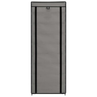 Schoenenkast met hoes 57x29x162 cm stof grijs 4