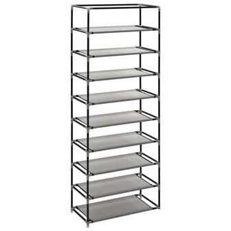Schoenenkast met hoes 57x29x162 cm stof grijs 9