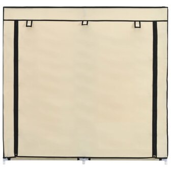 Schoenenkast met hoes 115x28x110 cm stof cr&egrave;me 4