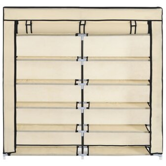 Schoenenkast met hoes 115x28x110 cm stof cr&egrave;me 5