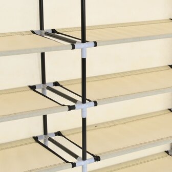 Schoenenkast met hoes 115x28x110 cm stof cr&egrave;me 7