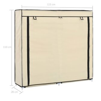 Schoenenkast met hoes 115x28x110 cm stof cr&egrave;me 8