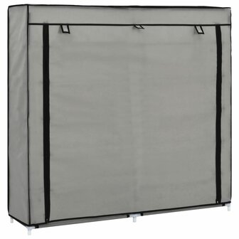 Schoenenkast met hoes 115x28x110 cm stof grijs 1