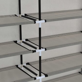Schoenenkast met hoes 115x28x110 cm stof grijs 7