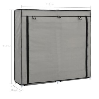 Schoenenkast met hoes 115x28x110 cm stof grijs 8