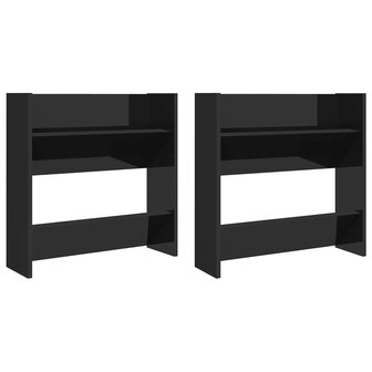 Wandschoenenkasten 2 st 60x18x60 cm hout hoogglans zwart 2