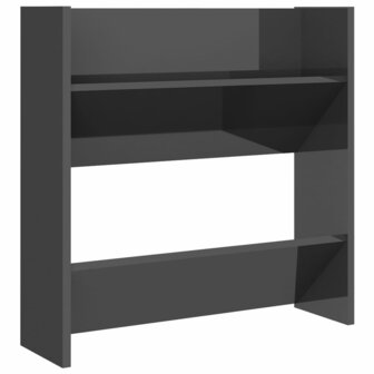 Wandschoenenkast 60x18x60 cm bewerkt hout hoogglans grijs 2