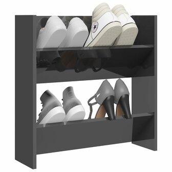 Wandschoenenkast 60x18x60 cm bewerkt hout hoogglans grijs 3