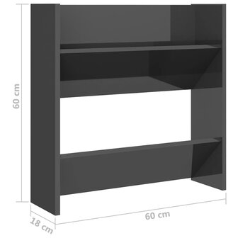 Wandschoenenkasten 2 st 60x18x60 cm hout hoogglans grijs 8