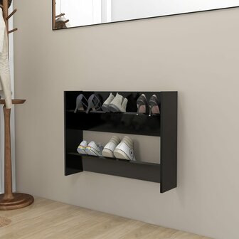 Wandschoenenkast 80x18x60 cm bewerkt hout zwart 1