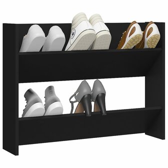 Wandschoenenkast 80x18x60 cm bewerkt hout zwart 3