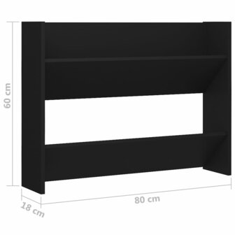 Wandschoenenkast 80x18x60 cm bewerkt hout zwart 6