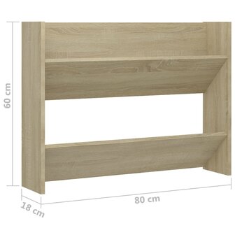 Wandschoenenkast 80x18x60 cm bewerkt hout sonoma eikenkleurig 6