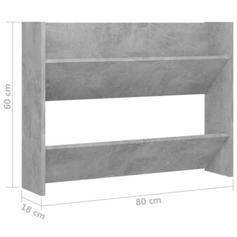 Wandschoenenkast 80x18x60 cm bewerkt hout betongrijs 6