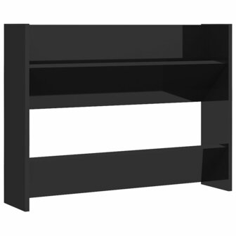 Wandschoenenkast 80x18x60 cm bewerkt hout hoogglans zwart 2