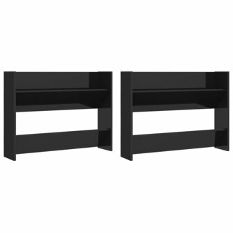 Wandschoenenkasten 2 st 80x18x60 cm hout hoogglans zwart 2