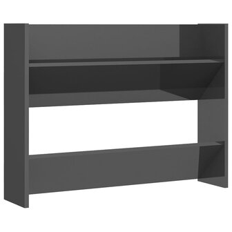 Wandschoenenkast 80x18x60 cm bewerkt hout hoogglans grijs 2