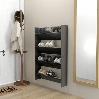 Wandschoenenkasten 2 st 80x18x60 cm hout hoogglans grijs 3