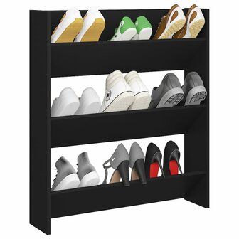 Wandschoenenkast 80x18x90 cm bewerkt hout zwart 3
