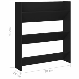 Wandschoenenkast 80x18x90 cm bewerkt hout zwart 6
