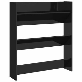 Wandschoenenkast 80x18x90 cm bewerkt hoogglans zwart 2
