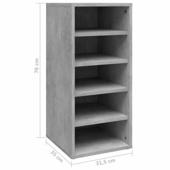 Schoenenkast 31,5x35x70 cm bewerkt hout betongrijs 8