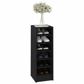 Schoenenkast 31,5x35x90 cm bewerkt hout zwart 6