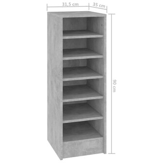 Schoenenkast 31,5x35x90 cm bewerkt hout betongrijs 7