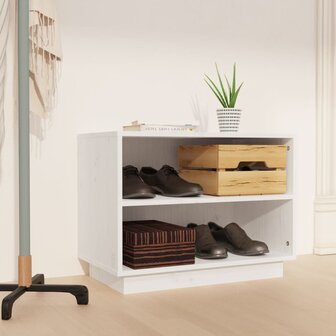 Schoenenkast 60x34x45 cm massief grenenhout wit 1