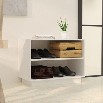 Schoenenkast 60x34x45 cm massief grenenhout wit 3