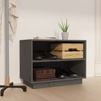 Schoenenkast 60x34x45 cm massief grenenhout grijs 1