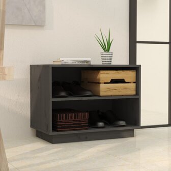 Schoenenkast 60x34x45 cm massief grenenhout grijs 3