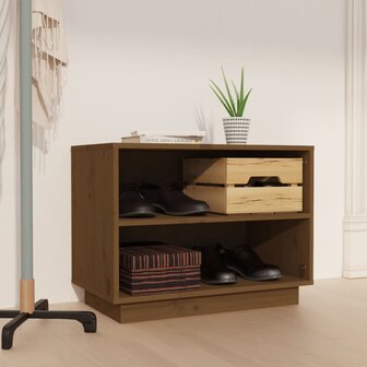 Schoenenkast 60x34x45 cm massief grenenhout honingbruin 1