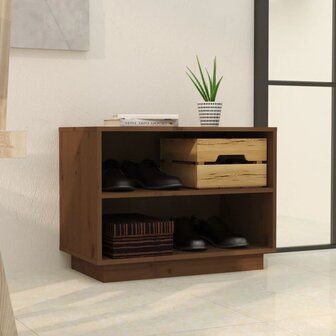Schoenenkast 60x34x45 cm massief grenenhout honingbruin 3