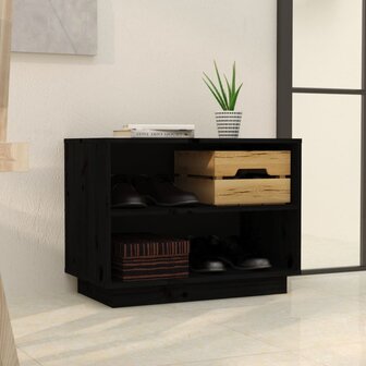 Schoenenkast 60x34x45 cm massief grenenhout zwart 3