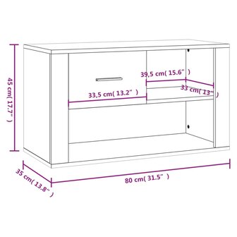 Schoenenkast 80x35x45 cm bewerkt hout wit 9