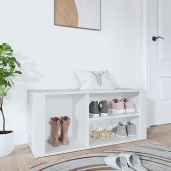 Schoenenkast 100x35x45 cm bewerkt hout wit 1