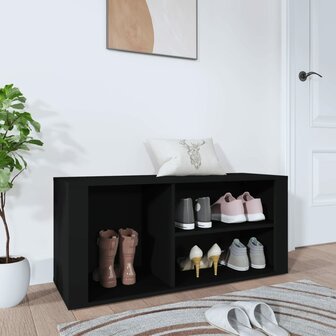 Schoenenkast 100x35x45 cm bewerkt hout zwart 1