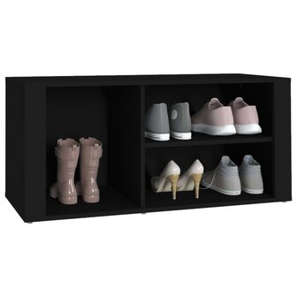 Schoenenkast 100x35x45 cm bewerkt hout zwart 4