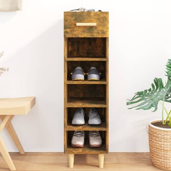 Schoenenkast 30x35x105 cm bewerkt hout gerookt eikenkleurig 1