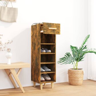 Schoenenkast 30x35x105 cm bewerkt hout gerookt eikenkleurig 8