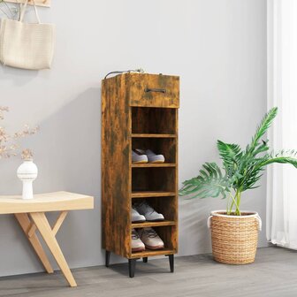 Schoenenkast 30x35x105 cm bewerkt hout gerookt eikenkleurig 1