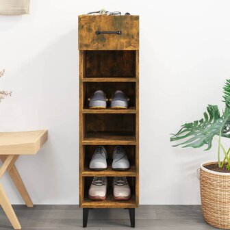 Schoenenkast 30x35x105 cm bewerkt hout gerookt eikenkleurig 8