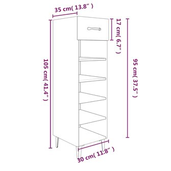 Schoenenkast 30x35x105 cm bewerkt hout gerookt eikenkleurig 9