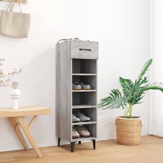 Schoenenkast 30x35x105 cm bewerkt hout grijs sonoma eikenkleur 1