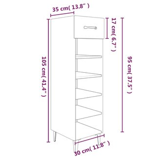 Schoenenkast 30x35x105 cm bewerkt hout grijs sonoma eikenkleur 9