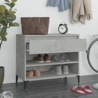 Schoenenkast 70x36x60 cm bewerkt hout betongrijs 3